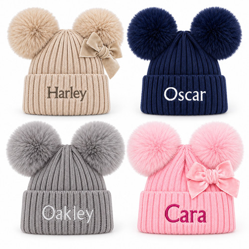Cappello pom doppio bambino - pom,